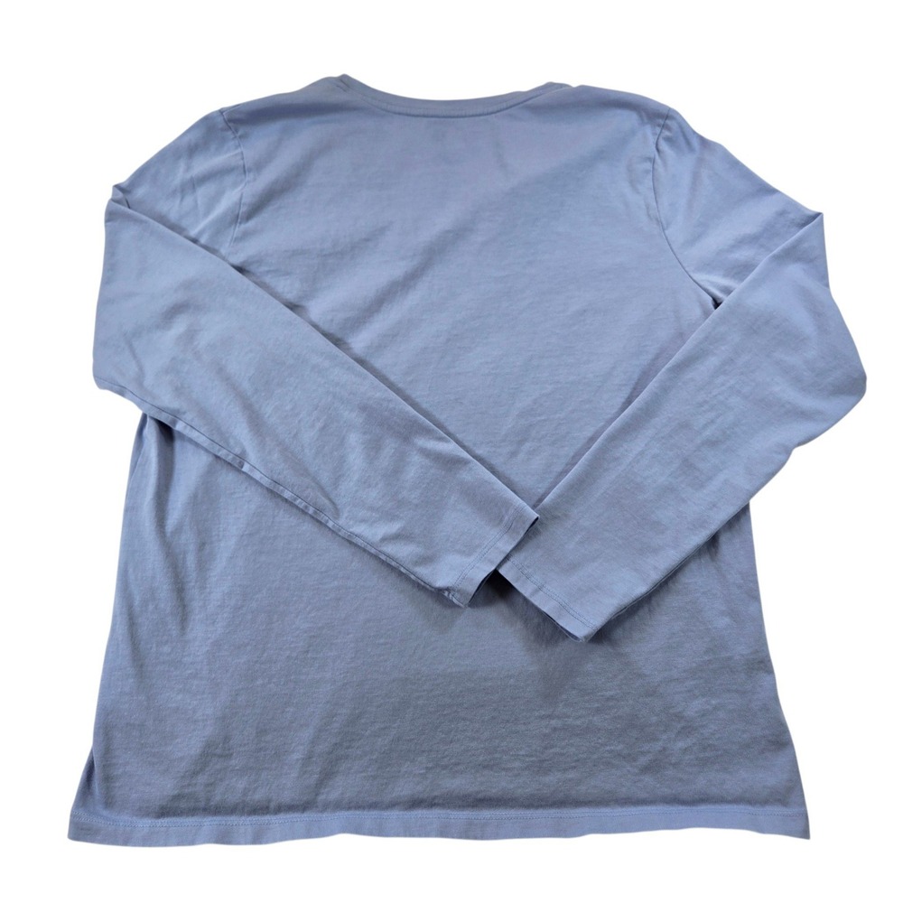 Lands End Womens Medium 10 12 V-Neck Long Sleeve Cotton T-Shirt Light Blue - Picture 6 of 6